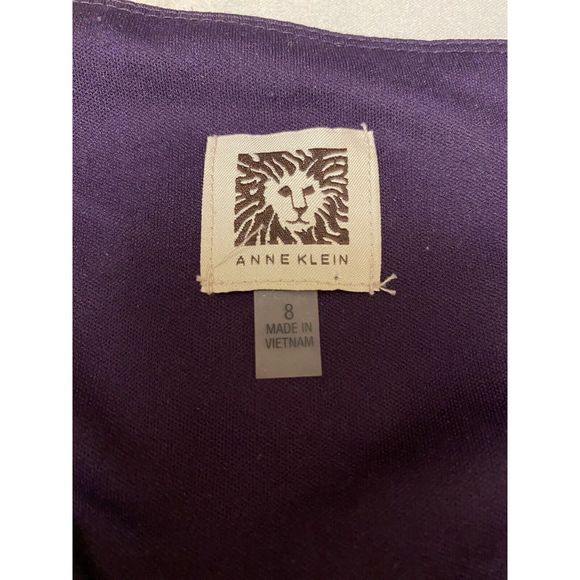 Anne Klein Purple Knee Length Ruched Wrap Long Sleeve Women's Dress Size 8 - Picture 5 of 16